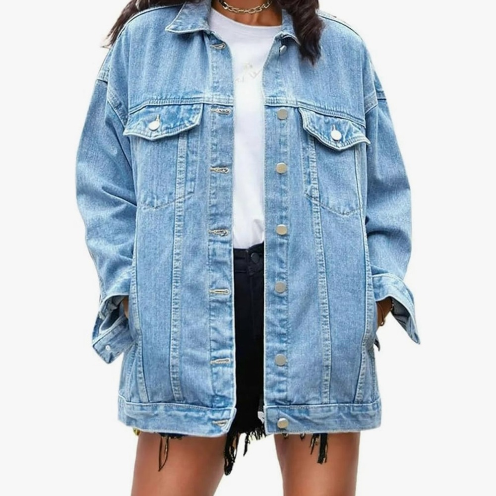 Denim Blue Women's Jacket mid length oversized !!